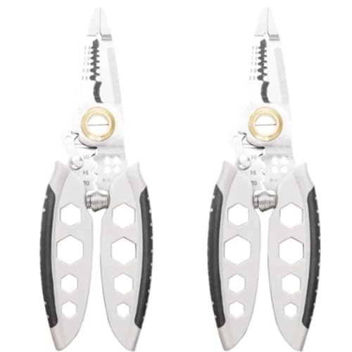 Lwaviwer 7-Mehrzweck-Abisolierzange, Robustes Elektrisches Abisolierwerkzeug, Abisolierzangen und Crimpzange im 2Er-Pack von Lwaviwer