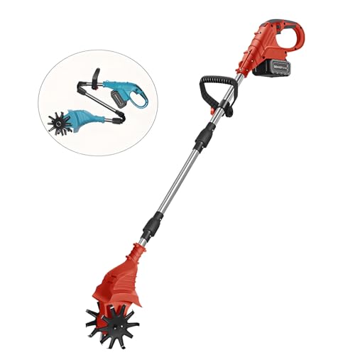 21-V-Elektro-Grubber, 270 U/min, mit 2/4-teiligen Stahlklingen, 20 cm Breite, 25 cm Tiefe, wiederaufladbarer tragbarer Grubber für die Bodenbearbeitung im Rasen,Red-DualBlades-1battery 21-V-Elektro-Grubber, 270 U/min, mit 2/4-teiligen Stahlklingen, 20 cm Breite, 25 cm Tiefe, wiederaufladbarer tragbarer Grubber für die Bodenbearbeitung im Rasen,Red-DualBlades-1battery von LwiftGal