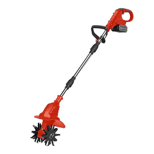 Akku-Elektro-Bodenfräse, 21 V, tragbare Bodenfräse, abnehmbarer Griff, Arbeitsbreite/-tiefe 20/25 cm, Kultivator für Gemüsegarten,Red-FourBlades-1battery Akku-Elektro-Bodenfräse, 21 V, tragbare Bodenfräse, abnehmbarer Griff, Arbeitsbreite/-tiefe 20/25 cm, Kultivator für Gemüsegarten,Red-FourBlades-1battery von LwiftGal