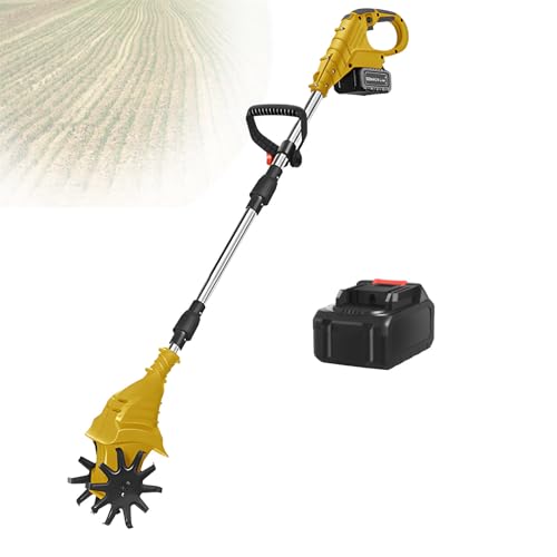 Akku-Gartenfräse, 21 V, Akku-Gartenfräse, 20 cm Breite, 25 cm Tiefe, 270 U/min, Hochgeschwindigkeits-Gartenfräse für Rasen und Erde,Yellow-DualBlades-1battery Akku-Gartenfräse, 21 V, Akku-Gartenfräse, 20 cm Breite, 25 cm Tiefe, 270 U/min, Hochgeschwindigkeits-Gartenfräse für Rasen und Erde,Yellow-DualBlades-1battery von LwiftGal