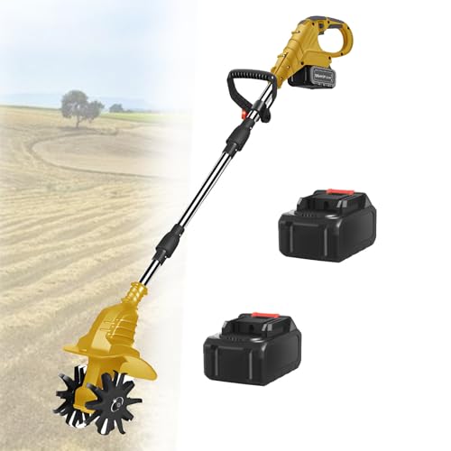 Elektrischer Grubber, 25 cm Frästiefe und 20 cm Fräsbreite, 270 U/min Hochgeschwindigkeit, mit 4000 mAh Akku, für Bauernhof, Park, Garten, Bodenumgraben,Yellow-FourBlades-2batteries Elektrischer Grubber, 25 cm Frästiefe und 20 cm Fräsbreite, 270 U/min Hochgeschwindigkeit, mit 4000 mAh Akku, für Bauernhof, Park, Garten, Bodenumgraben,Yellow-FourBlades-2batteries von LwiftGal