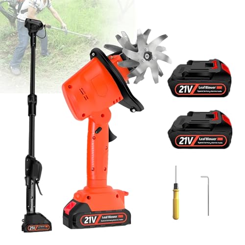 Elektrischer Mini-Grubber, Akku-Grubber mit Teleskopstange (optional), handgeführte Mikro-Grubber-Unkrautbekämpfungsmaschine, Gartengeräte mit Fräse,With1.3mExtension-2batteries von LwiftGal