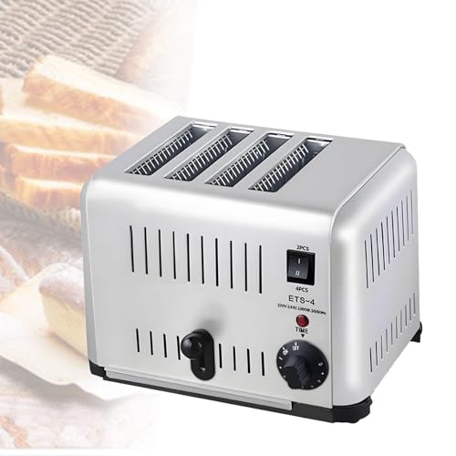 Kommerzieller 4/6-Toaster mit extra breiten Schlitzen, per Hand ausfahrbar, herausnehmbarer Krümelschublade, fünf Geschwindigkeitsstufen einstellbar für perfekte Bräunung,4Slices von LwiftGal