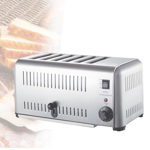 Kommerzieller 4/6-Toaster mit extra breiten Schlitzen, per Hand ausfahrbar, herausnehmbarer Krümelschublade, fünf Geschwindigkeitsstufen einstellbar für perfekte Bräunung,6Slices von LwiftGal