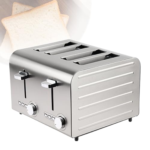 Kommerzieller Toaster für 2/4/6 Scheiben, Edelstahl-Toaster, Gefrier-/Abbruch-/Aufwärmfunktion, herausnehmbare Krümelschublade, automatisches Aufspringen,4-Slices von LwiftGal