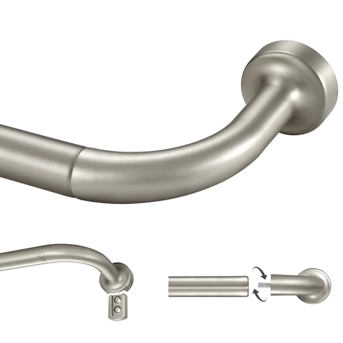 Lwiiom Gardinenstange aus gebürstetem Nickel, 71,1–304,8 cm, mit interner Spleißung, verstellbare Raumverdunkelung mit Aluminium-Endstücken und Halterungen, Wickeldesign Lwiiom Gardinenstange aus gebürstetem Nickel, 71,1–304,8 cm, mit interner Spleißung, verstellbare Raumverdunkelung mit Aluminium-Endstücken und Halterungen, Wickeldesign von Lwiiom