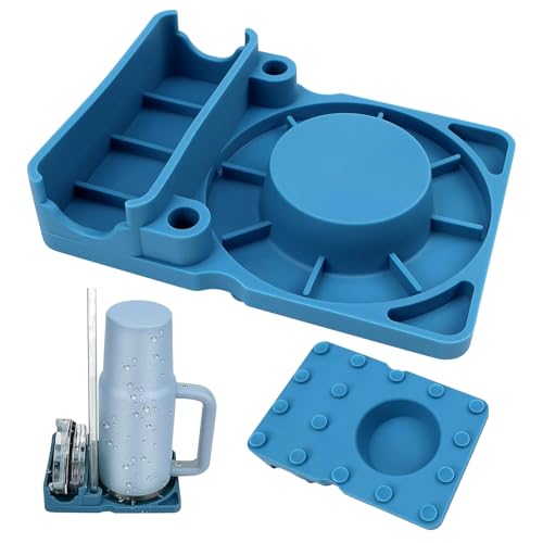Lwtsrp Abtropfgestell aus Silikon, Abtropfgestell für Stanley-Becher 30/40 oz, Silikon Flaschenständer zum Platzieren von Stanley Cup, Strohhalm und Deckel, Zubehör für Stanley Tasse (Blau) von Lwtsrp