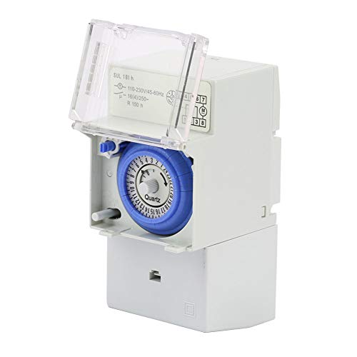 Lwuey Mechanische Zeitschaltuhr, 24 Stunden Analoge Timer 110-230 V 35mm DIN-Schiene Timer-Steckdose Tages-Zeitschaltuhr Manuelle Auto Integrierter Berührungsschutz Schutzabdeckung Programmierbar von Lwuey