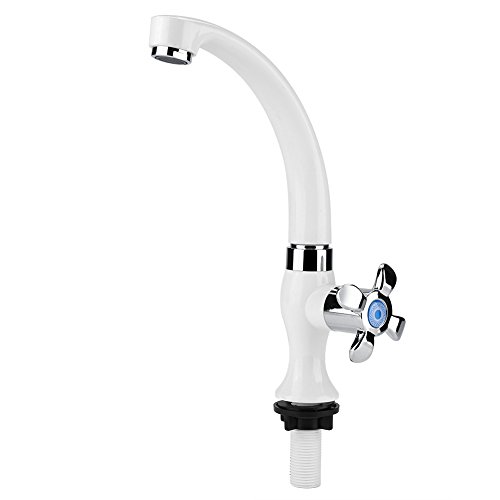 Lwuey G1/2 Kaltwasser Wasserhahn, Spülbeckenarmatur Küchenarmaturen Kaltwasserhahn Küche Mischbatterie Armatur Bad Waschbecken Hebel Einhand Einloch Hochbogen Bararmatur Gäste WC Garten Wohnwagen Weiß von Lwuey