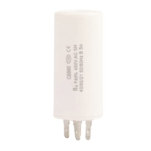 Kondensator 8µF 450V, Motorkondensator Universal Doppel Einsatz 50/60Hz Anlaufkondensator Rund Elektrisches Start Terminals Zylindrische Wasserpumpe Läuft Luftkompressor Pumpen Klimaanlage Haushalt von Lwuey