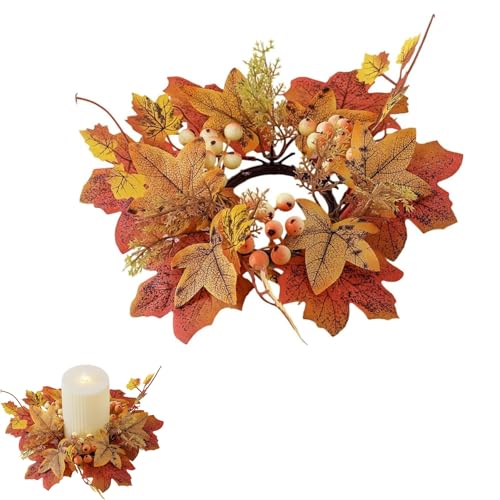 Herbstkranz, 25 cm, Herbstkerzenring, künstlicher Ahornblattkranz, Halloween-Dekorationen, Herbstgirlande, Mini-Herbstkranz für Thanksgiving, Tischdekoration, Herbstdekorationen, Tafelaufsätze (1 Herbstkranz, 25 cm, Herbstkerzenring, künstlicher Ahornblattkranz, Halloween-Dekorationen, Herbstgirlande, Mini-Herbstkranz für Thanksgiving, Tischdekoration, Herbstdekorationen, Tafelaufsätze (1 von Lwxjjer