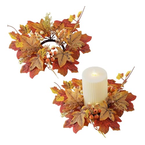 Herbstkranz, 25 cm, Herbstkerzenring, künstlicher Ahornblattkranz, Halloween-Dekorationen, Herbstgirlande, Mini-Herbstkranz für Thanksgiving, Tischdekoration, Herbstdekorationen, Tafelaufsätze (2 Herbstkranz, 25 cm, Herbstkerzenring, künstlicher Ahornblattkranz, Halloween-Dekorationen, Herbstgirlande, Mini-Herbstkranz für Thanksgiving, Tischdekoration, Herbstdekorationen, Tafelaufsätze (2 von Lwxjjer