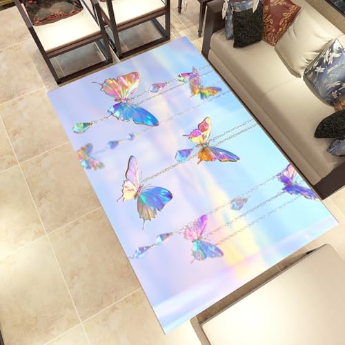 Lwznbio 3D Schmetterling Wohnzimmerteppich 200x280 cm modern Ästhetik Teppich Kurzflor, Weich rutschfest Waschbare Teppiche Tier Drucken Eingangsteppich Fußmatte Schlafzimmer Kinderzimmer von Lwznbio
