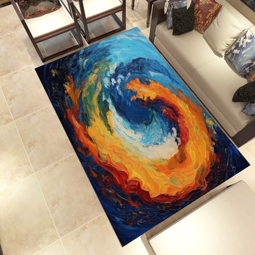 Lwznbio Abstrakt Wirbel Wohnzimmerteppich 200x280 cm Aquarell Tuschemalerei Teppich Kurzflor, Weich rutschfest Waschbare Teppiche Meer Wellen Eingangsteppich Fußmatte Schlafzimmer Kinderzimmer Lwznbio Abstrakt Wirbel Wohnzimmerteppich 200x280 cm Aquarell Tuschemalerei Teppich Kurzflor, Weich rutschfest Waschbare Teppiche Meer Wellen Eingangsteppich Fußmatte Schlafzimmer Kinderzimmer von Lwznbio