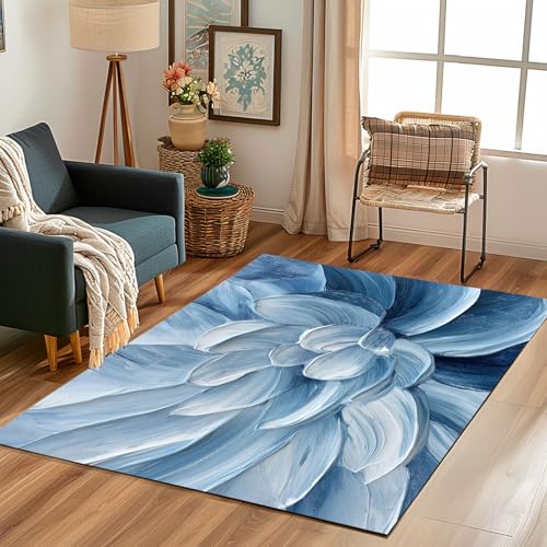 Lwznbio Blau Chrysantheme Wohnzimmerteppich 200x280 cm Vintage Blumen Teppich Kurzflor, Weich rutschfest Waschbare Teppiche Blumenmuster Eingangsteppich Fußmatte Schlafzimmer Kinderzimmer Lwznbio Blau Chrysantheme Wohnzimmerteppich 200x280 cm Vintage Blumen Teppich Kurzflor, Weich rutschfest Waschbare Teppiche Blumenmuster Eingangsteppich Fußmatte Schlafzimmer Kinderzimmer von Lwznbio