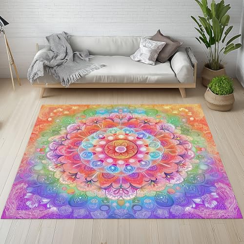 Lwznbio Eingangsteppich 60x90 cm Farbe Mandala Teppich rutschfest Fussmatte Aussen Abstrakt Blumenmuster Teppiche Kurzflor Waschbar für Flur, Eingang, Wohnzimmer, Schlafzimmer, Kinderzimmer Lwznbio Eingangsteppich 60x90 cm Farbe Mandala Teppich rutschfest Fussmatte Aussen Abstrakt Blumenmuster Teppiche Kurzflor Waschbar für Flur, Eingang, Wohnzimmer, Schlafzimmer, Kinderzimmer von Lwznbio