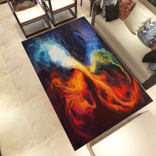 Lwznbio Flamme Wasser Wohnzimmerteppich 200x280 cm Aquarell Tuschemalerei Teppich Kurzflor, Weich rutschfest Waschbare Teppiche Abstrakt Kunst Eingangsteppich Fußmatte Schlafzimmer Kinderzimmer Lwznbio Flamme Wasser Wohnzimmerteppich 200x280 cm Aquarell Tuschemalerei Teppich Kurzflor, Weich rutschfest Waschbare Teppiche Abstrakt Kunst Eingangsteppich Fußmatte Schlafzimmer Kinderzimmer von Lwznbio