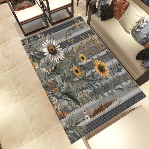Lwznbio Gänseblümchen Wohnzimmerteppich 200x280 cm Vintage Blumen Teppich Kurzflor, Weich rutschfest Waschbare Teppiche Blumenmuster Eingangsteppich Fußmatte Schlafzimmer Kinderzimmer Lwznbio Gänseblümchen Wohnzimmerteppich 200x280 cm Vintage Blumen Teppich Kurzflor, Weich rutschfest Waschbare Teppiche Blumenmuster Eingangsteppich Fußmatte Schlafzimmer Kinderzimmer von Lwznbio