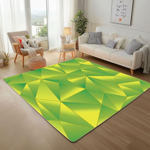 Lwznbio Geometrie Dreieck Wohnzimmerteppich 200x280 cm 3D Grün Geometrische Teppich Kurzflor, Weich rutschfest Waschbare Teppiche Abstrakt Kunst Eingangsteppich Fußmatte Schlafzimmer Kinderzimmer von Lwznbio