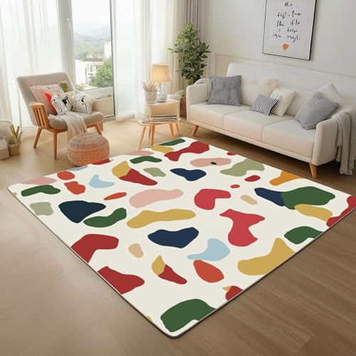 Lwznbio Geometrische Muster Wohnzimmerteppich 200x280 cm Farbe Graffiti Teppich Kurzflor, Weich rutschfest Waschbare Teppiche Abstrakt Kunst Eingangsteppich Fußmatte Schlafzimmer Kinderzimmer von Lwznbio