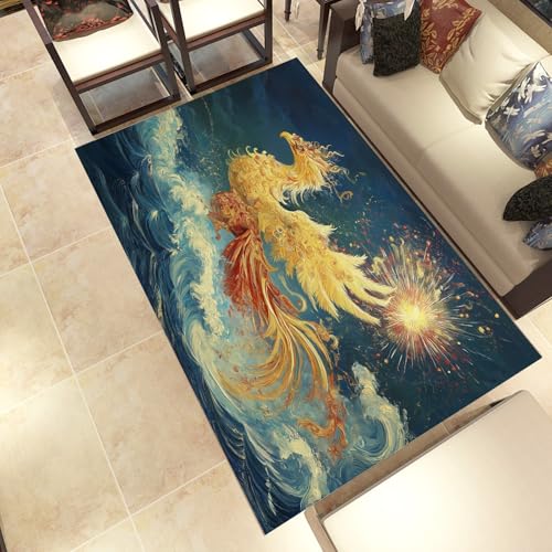 Lwznbio Gold Phönix Wohnzimmerteppich 200x280 cm Mythologie Tiere Teppich Kurzflor, Weich rutschfest Waschbare Teppiche Meer Wellen Eingangsteppich Fußmatte Schlafzimmer Kinderzimmer Lwznbio Gold Phönix Wohnzimmerteppich 200x280 cm Mythologie Tiere Teppich Kurzflor, Weich rutschfest Waschbare Teppiche Meer Wellen Eingangsteppich Fußmatte Schlafzimmer Kinderzimmer von Lwznbio