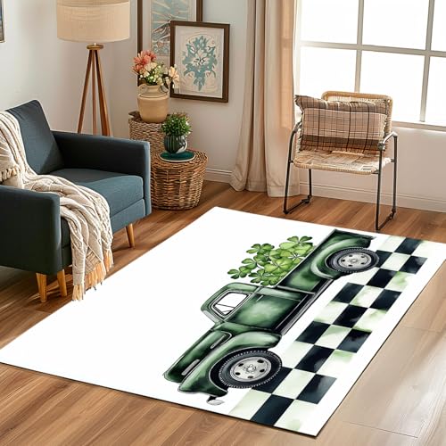 Lwznbio Grün LKW Wohnzimmerteppich 200x280 cm Vierblättriges Kleeblatt Teppich Kurzflor, Weich rutschfest Waschbare Teppiche Karikatur Stil Eingangsteppich Fußmatte Schlafzimmer Kinderzimmer Lwznbio Grün LKW Wohnzimmerteppich 200x280 cm Vierblättriges Kleeblatt Teppich Kurzflor, Weich rutschfest Waschbare Teppiche Karikatur Stil Eingangsteppich Fußmatte Schlafzimmer Kinderzimmer von Lwznbio