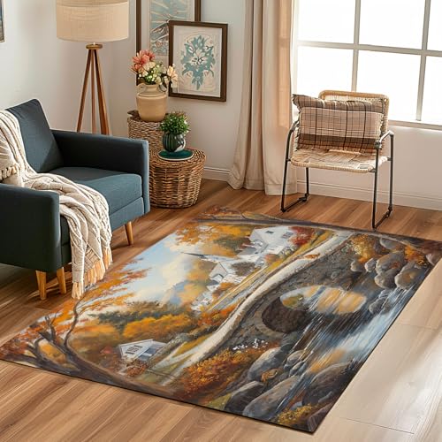 Lwznbio Herbst Landschaft Wohnzimmerteppich 200x280 cm Kleine Stadt Teppich Kurzflor, Weich rutschfest Waschbare Teppiche Brücke Über Den Fluss Eingangsteppich Fußmatte Schlafzimmer Kinderzimmer Lwznbio Herbst Landschaft Wohnzimmerteppich 200x280 cm Kleine Stadt Teppich Kurzflor, Weich rutschfest Waschbare Teppiche Brücke Über Den Fluss Eingangsteppich Fußmatte Schlafzimmer Kinderzimmer von Lwznbio