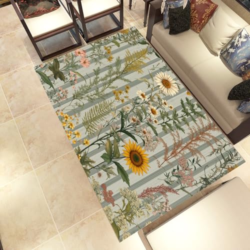 Lwznbio Ländlich Blumen Wohnzimmerteppich 200x280 cm Blumenmuster Teppich Kurzflor, Weich rutschfest Waschbare Teppiche Frühlingsblumen Eingangsteppich Fußmatte Schlafzimmer Kinderzimmer Lwznbio Ländlich Blumen Wohnzimmerteppich 200x280 cm Blumenmuster Teppich Kurzflor, Weich rutschfest Waschbare Teppiche Frühlingsblumen Eingangsteppich Fußmatte Schlafzimmer Kinderzimmer von Lwznbio