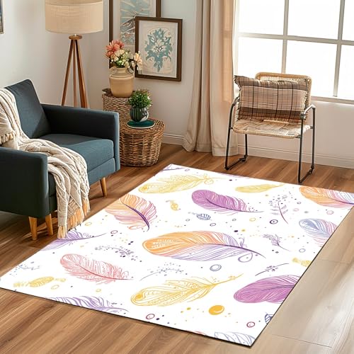 Lwznbio Ländlich Blumen Wohnzimmerteppich 200x280 cm Blumenmuster Teppich Kurzflor, Weich rutschfest Waschbare Teppiche Pastoralstil Pflanze Eingangsteppich Fußmatte Schlafzimmer Kinderzimmer von Lwznbio