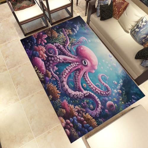 Lwznbio Lebensecht Oktopus Wohnzimmerteppich 200x280 cm Meereslebewesen Teppich Kurzflor, Weich rutschfest Waschbare Teppiche Unterwasserwelt Eingangsteppich Fußmatte Schlafzimmer Kinderzimmer Lwznbio Lebensecht Oktopus Wohnzimmerteppich 200x280 cm Meereslebewesen Teppich Kurzflor, Weich rutschfest Waschbare Teppiche Unterwasserwelt Eingangsteppich Fußmatte Schlafzimmer Kinderzimmer von Lwznbio