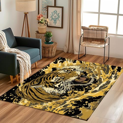 Lwznbio Lebensecht Tiger Wohnzimmerteppich 200x280 cm Tier Drucken Teppich Kurzflor, Weich rutschfest Waschbare Teppiche Meer Wellen Eingangsteppich Fußmatte Schlafzimmer Kinderzimmer Lwznbio Lebensecht Tiger Wohnzimmerteppich 200x280 cm Tier Drucken Teppich Kurzflor, Weich rutschfest Waschbare Teppiche Meer Wellen Eingangsteppich Fußmatte Schlafzimmer Kinderzimmer von Lwznbio