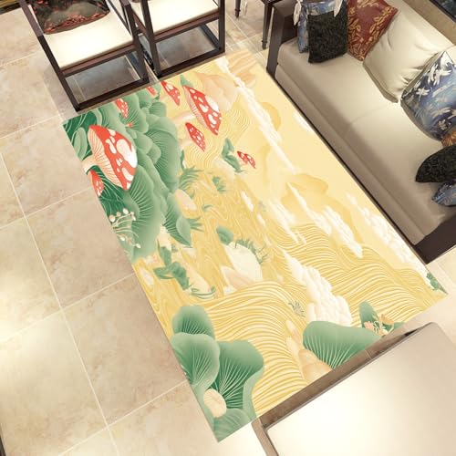 Lwznbio Natürliche Landschaft Teppich Wohnzimmer 200x290 cm Natur Pflanze Carpet Kurzflor Linie Streifen Weich rutschfest Waschbare Teppiche, Für Bettvorleger Schlafzimmer Kinderzimmer von Lwznbio