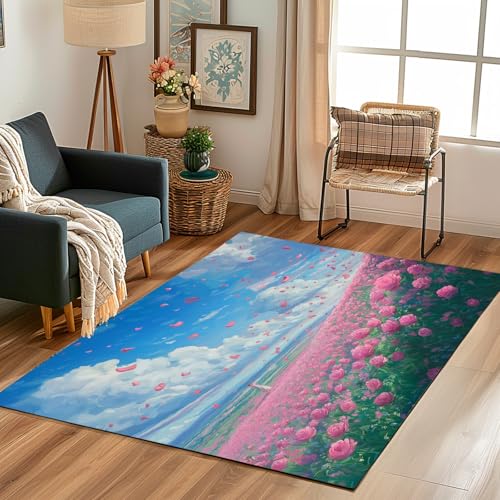 Lwznbio Niedlich Pinguin Wohnzimmerteppich 200x280 cm Tier Drucken Teppich Kurzflor, Weich rutschfest Waschbare Teppiche Karikatur Stil Eingangsteppich Fußmatte Schlafzimmer Kinderzimmer von Lwznbio