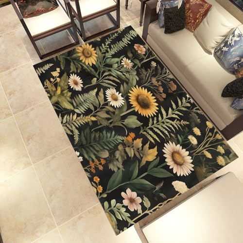 Lwznbio Pastoralstil Blumen Wohnzimmerteppich 200x280 cm Natürliche Pflanze Teppich Kurzflor, Weich rutschfest Waschbare Teppiche Blumenmuster Eingangsteppich Fußmatte Schlafzimmer Kinderzimmer Lwznbio Pastoralstil Blumen Wohnzimmerteppich 200x280 cm Natürliche Pflanze Teppich Kurzflor, Weich rutschfest Waschbare Teppiche Blumenmuster Eingangsteppich Fußmatte Schlafzimmer Kinderzimmer von Lwznbio