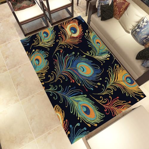 Lwznbio Pfauenfeder Wohnzimmerteppich 200x280 cm Tier Feder Teppich Kurzflor, Weich rutschfest Waschbare Teppiche Modern Ästhetik Eingangsteppich Fußmatte Schlafzimmer Kinderzimmer Lwznbio Pfauenfeder Wohnzimmerteppich 200x280 cm Tier Feder Teppich Kurzflor, Weich rutschfest Waschbare Teppiche Modern Ästhetik Eingangsteppich Fußmatte Schlafzimmer Kinderzimmer von Lwznbio