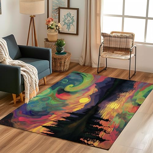 Lwznbio Psychedelisch Wald Wohnzimmerteppich 200x280 cm Dschungel See Teppich Kurzflor, Weich rutschfest Waschbare Teppiche Abstrakt Wirbel Eingangsteppich Fußmatte Schlafzimmer Kinderzimmer Lwznbio Psychedelisch Wald Wohnzimmerteppich 200x280 cm Dschungel See Teppich Kurzflor, Weich rutschfest Waschbare Teppiche Abstrakt Wirbel Eingangsteppich Fußmatte Schlafzimmer Kinderzimmer von Lwznbio