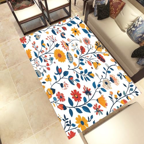 Lwznbio Retro Blumen Wohnzimmerteppich 200x280 cm Boho Pflanze Teppich Kurzflor, Weich rutschfest Waschbare Teppiche Blumenmuster Eingangsteppich Fußmatte Schlafzimmer Kinderzimmer Lwznbio Retro Blumen Wohnzimmerteppich 200x280 cm Boho Pflanze Teppich Kurzflor, Weich rutschfest Waschbare Teppiche Blumenmuster Eingangsteppich Fußmatte Schlafzimmer Kinderzimmer von Lwznbio