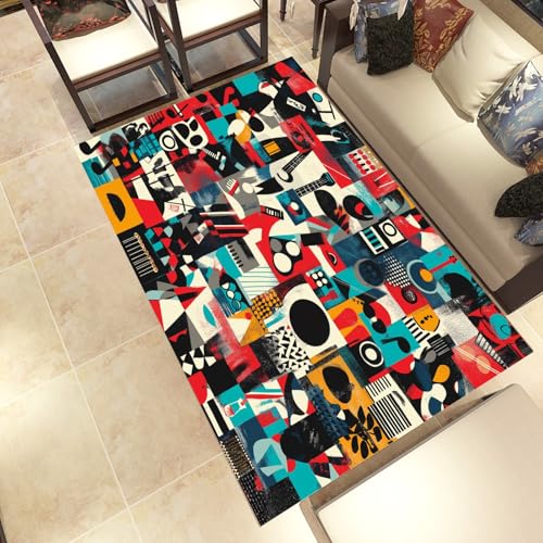 Lwznbio Rockmusik-Thema Wohnzimmerteppich 200x280 cm Musikliebhaber Teppich Kurzflor, Weich rutschfest Waschbare Teppiche Hippie Graffiti Eingangsteppich Fußmatte Schlafzimmer Kinderzimmer Lwznbio Rockmusik-Thema Wohnzimmerteppich 200x280 cm Musikliebhaber Teppich Kurzflor, Weich rutschfest Waschbare Teppiche Hippie Graffiti Eingangsteppich Fußmatte Schlafzimmer Kinderzimmer von Lwznbio
