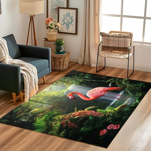 Lwznbio Romantisch Rose Wohnzimmerteppich 200x280 cm Blumenmuster Teppich Kurzflor, Weich rutschfest Waschbare Teppiche Natürliche Landschaft Eingangsteppich Fußmatte Schlafzimmer Kinderzimmer von Lwznbio
