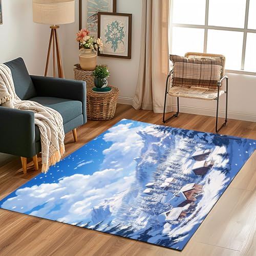 Lwznbio Schneeszene Wohnzimmerteppich 200x280 cm Winter Landschaft Teppich Kurzflor, Weich rutschfest Waschbare Teppiche Häuser Berge Eingangsteppich Fußmatte Schlafzimmer Kinderzimmer Lwznbio Schneeszene Wohnzimmerteppich 200x280 cm Winter Landschaft Teppich Kurzflor, Weich rutschfest Waschbare Teppiche Häuser Berge Eingangsteppich Fußmatte Schlafzimmer Kinderzimmer von Lwznbio