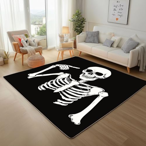 Lwznbio Skeleton Muster Wohnzimmerteppich 200x280 cm Lustig Skelett Teppich Kurzflor, Weich rutschfest Waschbare Teppiche Modern Minimalismus Eingangsteppich Fußmatte Schlafzimmer Kinderzimmer von Lwznbio