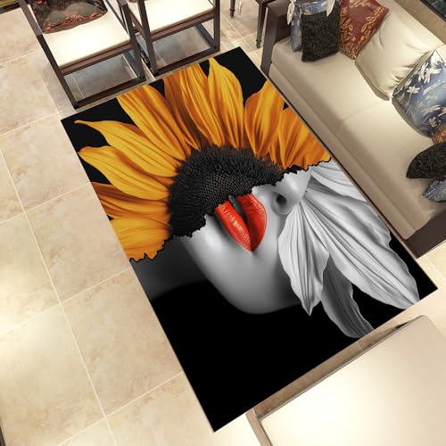 Lwznbio Sonnenblume Gesicht Wohnzimmerteppich 200x280 cm Abstrakt Kunst Teppich Kurzflor, Weich rutschfest Waschbare Teppiche Mode Weiblich Eingangsteppich Fußmatte Schlafzimmer Kinderzimmer Lwznbio Sonnenblume Gesicht Wohnzimmerteppich 200x280 cm Abstrakt Kunst Teppich Kurzflor, Weich rutschfest Waschbare Teppiche Mode Weiblich Eingangsteppich Fußmatte Schlafzimmer Kinderzimmer von Lwznbio