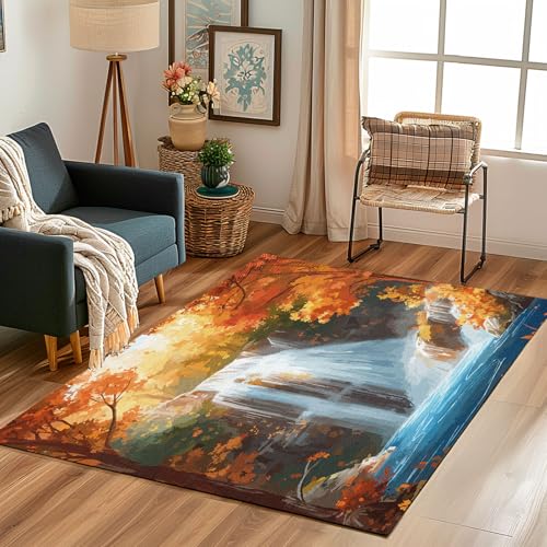 Lwznbio Teppich 200x300 cm Waschbarer Natürliche Landschaft Wohnzimmerteppich Weich Herbst Dschungel Wasserfall Teppiche Groß Rutschfest Kurzflor für Schlafzimmer, Esszimmer, Schlafzimmer, Spielzimmer Lwznbio Teppich 200x300 cm Waschbarer Natürliche Landschaft Wohnzimmerteppich Weich Herbst Dschungel Wasserfall Teppiche Groß Rutschfest Kurzflor für Schlafzimmer, Esszimmer, Schlafzimmer, Spielzimmer von Lwznbio