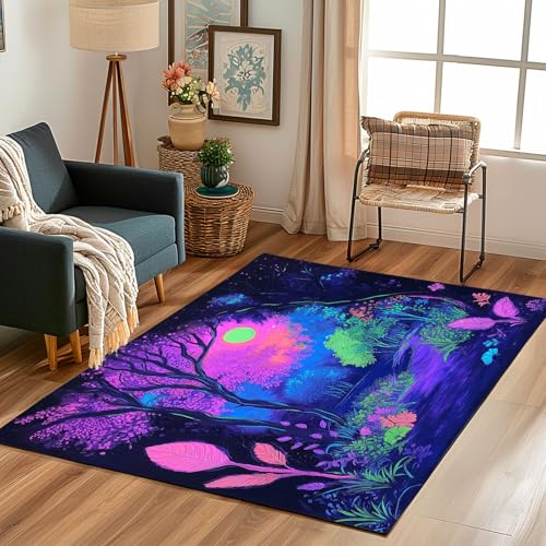 Lwznbio Teppich 200x300 cm Waschbarer Traum Wald Wohnzimmerteppich Weich Natürliche Landschaft Teppiche Groß rutschfest Kurzflor für Schlafzimmer, Esszimmer, Schlafzimmer, Spielzimmer von Lwznbio