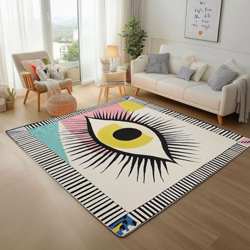 Lwznbio Teppich Antirutschunterlage 120x170 cm Abstrakt Auge Carpet Schlafzimmer Waschbarer Mitte des Jahrhunderts Teppiche Weich Kurzflor für Wohnzimmer, Kinderzimmer, Esszimmer, Büro Lwznbio Teppich Antirutschunterlage 120x170 cm Abstrakt Auge Carpet Schlafzimmer Waschbarer Mitte des Jahrhunderts Teppiche Weich Kurzflor für Wohnzimmer, Kinderzimmer, Esszimmer, Büro von Lwznbio