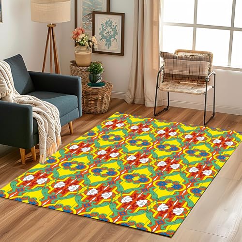 Lwznbio Teppich Antirutschunterlage 120x170 cm Abstrakt Blumenmuster Carpet Schlafzimmer Waschbarer Exotisch Stil Teppiche Weich Kurzflor für Wohnzimmer, Kinderzimmer, Esszimmer, Büro Lwznbio Teppich Antirutschunterlage 120x170 cm Abstrakt Blumenmuster Carpet Schlafzimmer Waschbarer Exotisch Stil Teppiche Weich Kurzflor für Wohnzimmer, Kinderzimmer, Esszimmer, Büro von Lwznbio