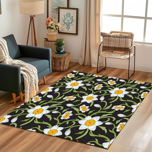 Lwznbio Teppich Antirutschunterlage 120x170 cm Blumen Pflanze Carpet Schlafzimmer Waschbarer Blumenmuster Teppiche Weich Kurzflor für Wohnzimmer, Kinderzimmer, Esszimmer, Büro Lwznbio Teppich Antirutschunterlage 120x170 cm Blumen Pflanze Carpet Schlafzimmer Waschbarer Blumenmuster Teppiche Weich Kurzflor für Wohnzimmer, Kinderzimmer, Esszimmer, Büro von Lwznbio