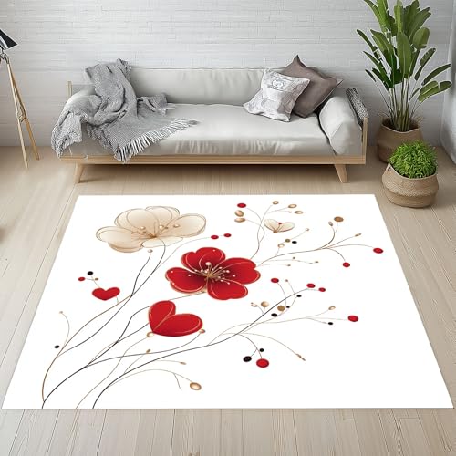 Lwznbio Teppich Antirutschunterlage 120x170 cm Blumenmuster Carpet Schlafzimmer Waschbarer Minimalismus Blumen Teppiche Weich Kurzflor für Wohnzimmer, Kinderzimmer, Esszimmer, Büro Lwznbio Teppich Antirutschunterlage 120x170 cm Blumenmuster Carpet Schlafzimmer Waschbarer Minimalismus Blumen Teppiche Weich Kurzflor für Wohnzimmer, Kinderzimmer, Esszimmer, Büro von Lwznbio