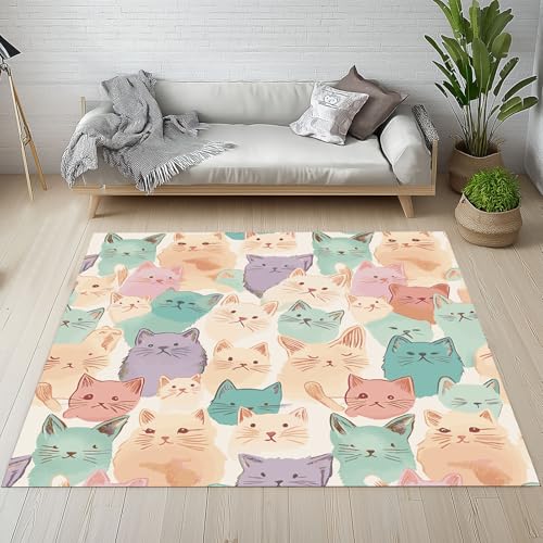 Lwznbio Teppich Antirutschunterlage 120x170 cm Farbe Katze Kätzchen Carpet Schlafzimmer Waschbarer Karikatur Stil Teppiche Weich Kurzflor für Wohnzimmer, Kinderzimmer, Esszimmer, Büro Lwznbio Teppich Antirutschunterlage 120x170 cm Farbe Katze Kätzchen Carpet Schlafzimmer Waschbarer Karikatur Stil Teppiche Weich Kurzflor für Wohnzimmer, Kinderzimmer, Esszimmer, Büro von Lwznbio