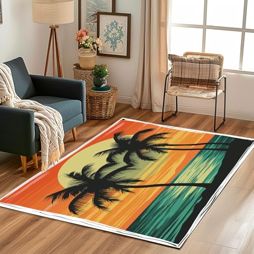 Lwznbio Teppich Antirutschunterlage 120x170 cm Hawaii Meerblick Palme Carpet Schlafzimmer Waschbarer Sonnenuntergang Teppiche Weich Kurzflor für Wohnzimmer, Kinderzimmer, Esszimmer, Büro Lwznbio Teppich Antirutschunterlage 120x170 cm Hawaii Meerblick Palme Carpet Schlafzimmer Waschbarer Sonnenuntergang Teppiche Weich Kurzflor für Wohnzimmer, Kinderzimmer, Esszimmer, Büro von Lwznbio